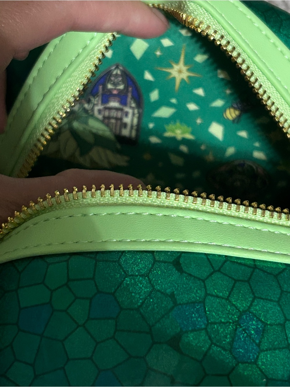 Loungefly Green Tiana Stained Glass Mini Backpack - Picture 5 of 5